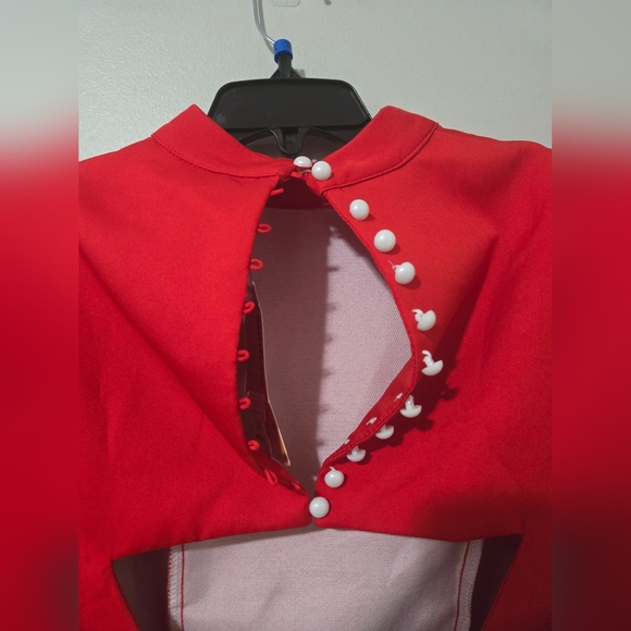 NWT Sunfere Adela Cut-out Bowknot Mini Dress, red, no bow - Picture 7 of 11